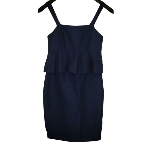 J. Crew Dresses & Skirts - J. Crew Petite Peplum Dress in Classic Faille G6722 Navy Size 0P